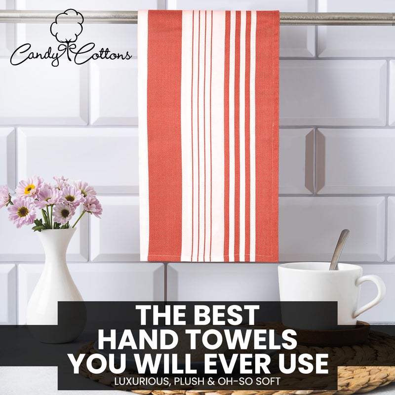 Candy Cottons Stripe Kitchen Towels Decor Mordern Design Centreband Tea Dish Towels Boho Stripe Absorbent Festive Gift Set of 6 Pantry Reusable Kitchen Dish Towel|Easter Spring Decor 18x28 Inch Coral - Image 3